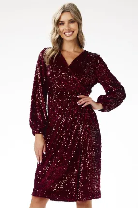 Delightful long sleeves sequin velour evening dress
