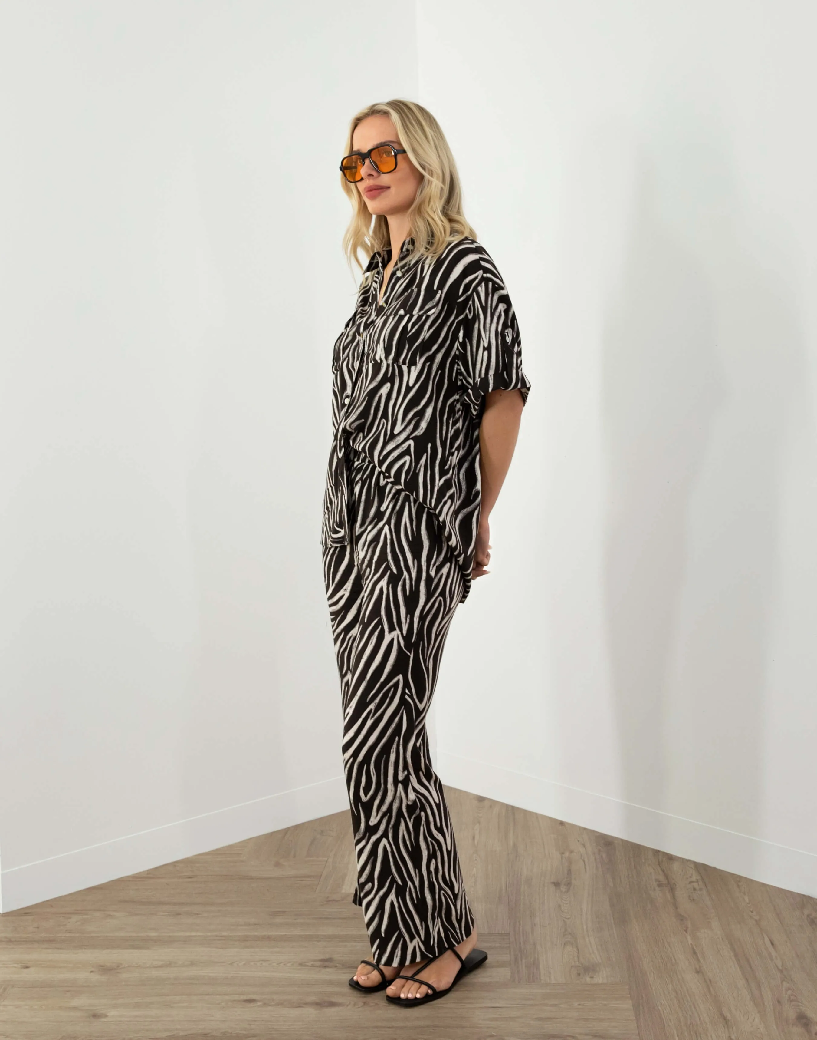 Diego Pants - High Waist Relaxed Pants - Zebra