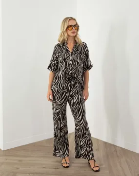 Diego Pants - High Waist Relaxed Pants - Zebra