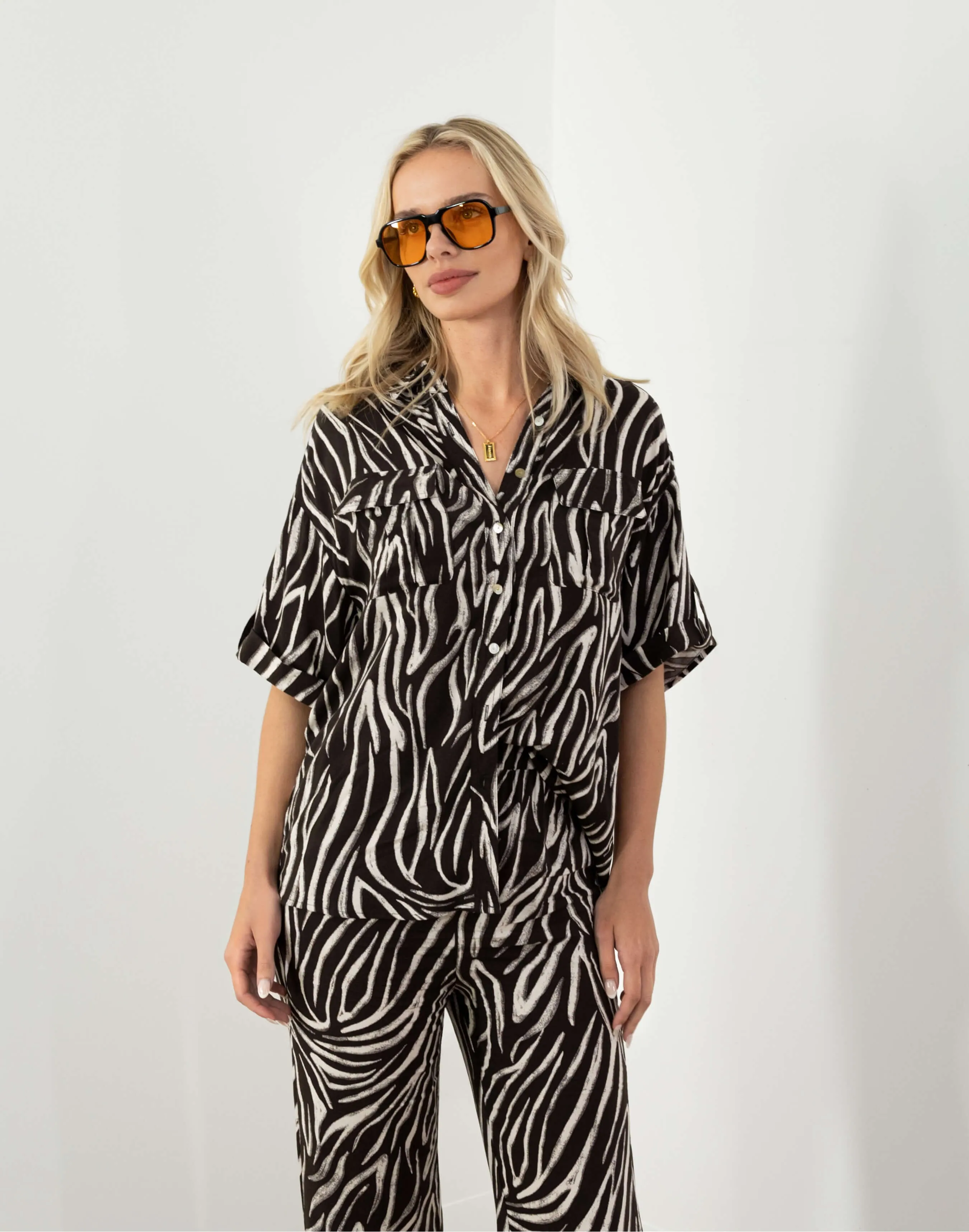 Diego Pants - High Waist Relaxed Pants - Zebra