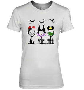 Disney Villains Cruella de Vil Maleficent Evil Queen wine Halloween Shirt Women's The Boyfriend Tee