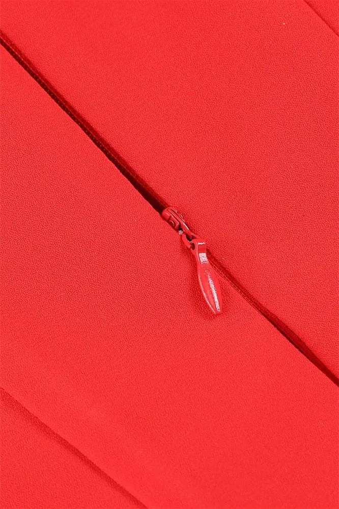 Double Straps Red Ruffle Long Dress with Slit