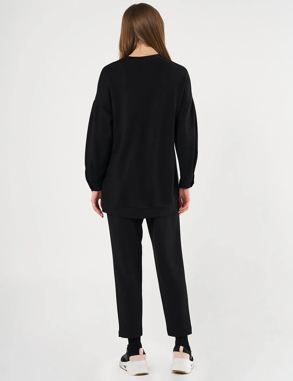 Embroidered Scuba Double Suit Black