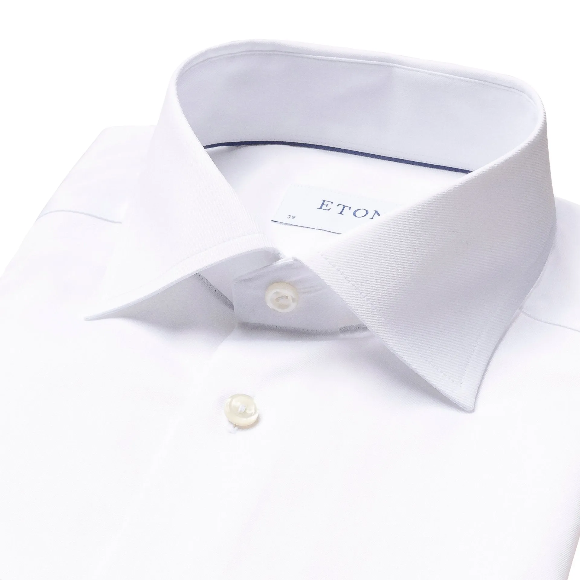 ETON Plain Twill Tail Single Cuff Shirt WHITE