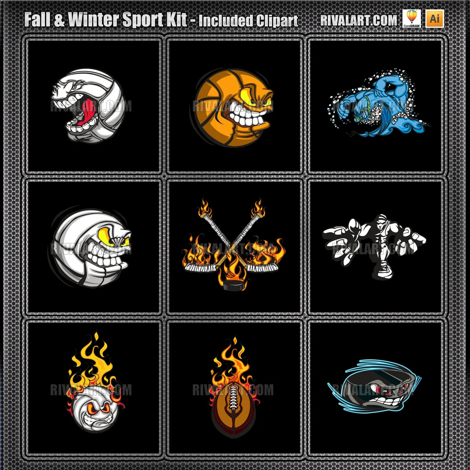 Fall & Winter Sport Kit Bundle for CorelDraw