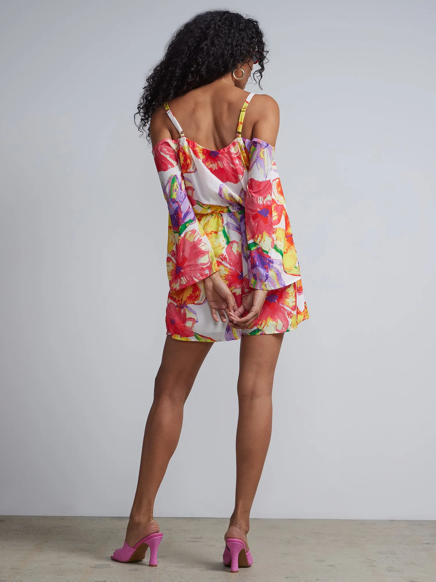 Floral-Print Cold-Shoulder Romper