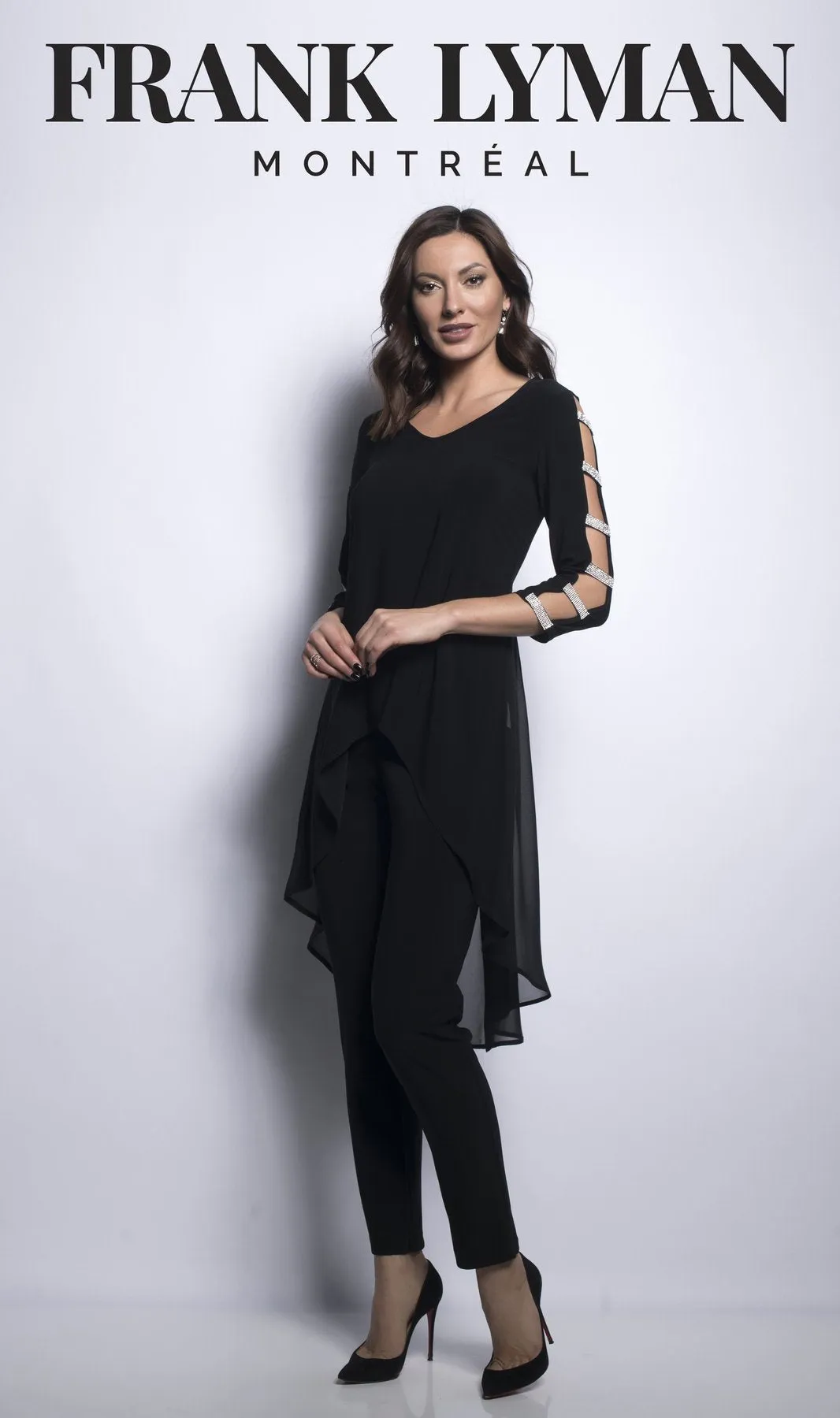 Frank Lyman 209026 Black Tunic with Diamante sleeves