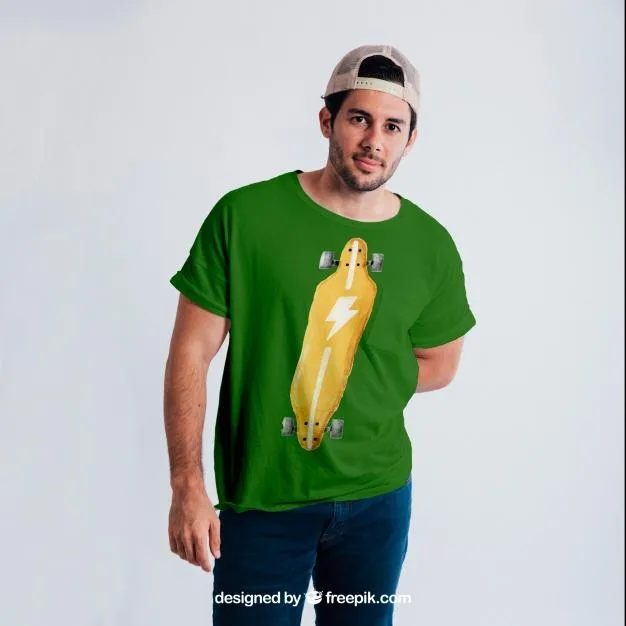 Free Guy Wearing a T-Shirt Mockup