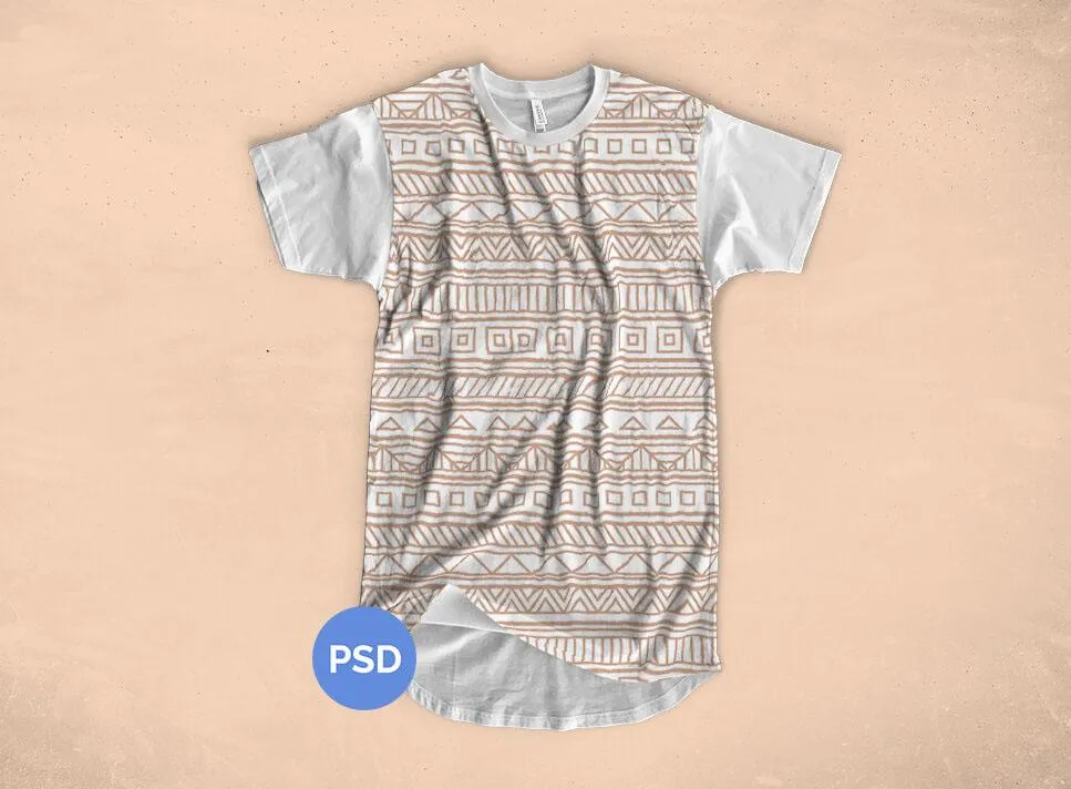 Free White Longline T-Shirt Mockup