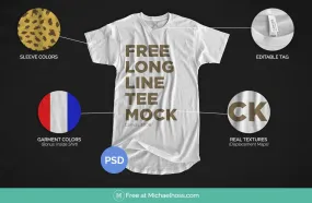 Free White Longline T-Shirt Mockup