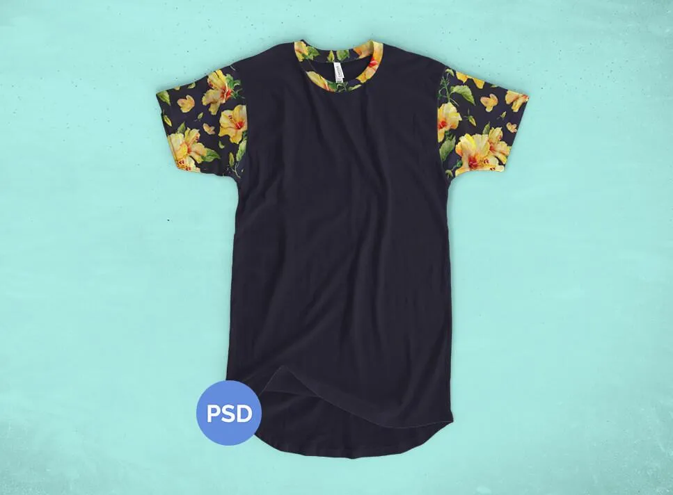 Free White Longline T-Shirt Mockup