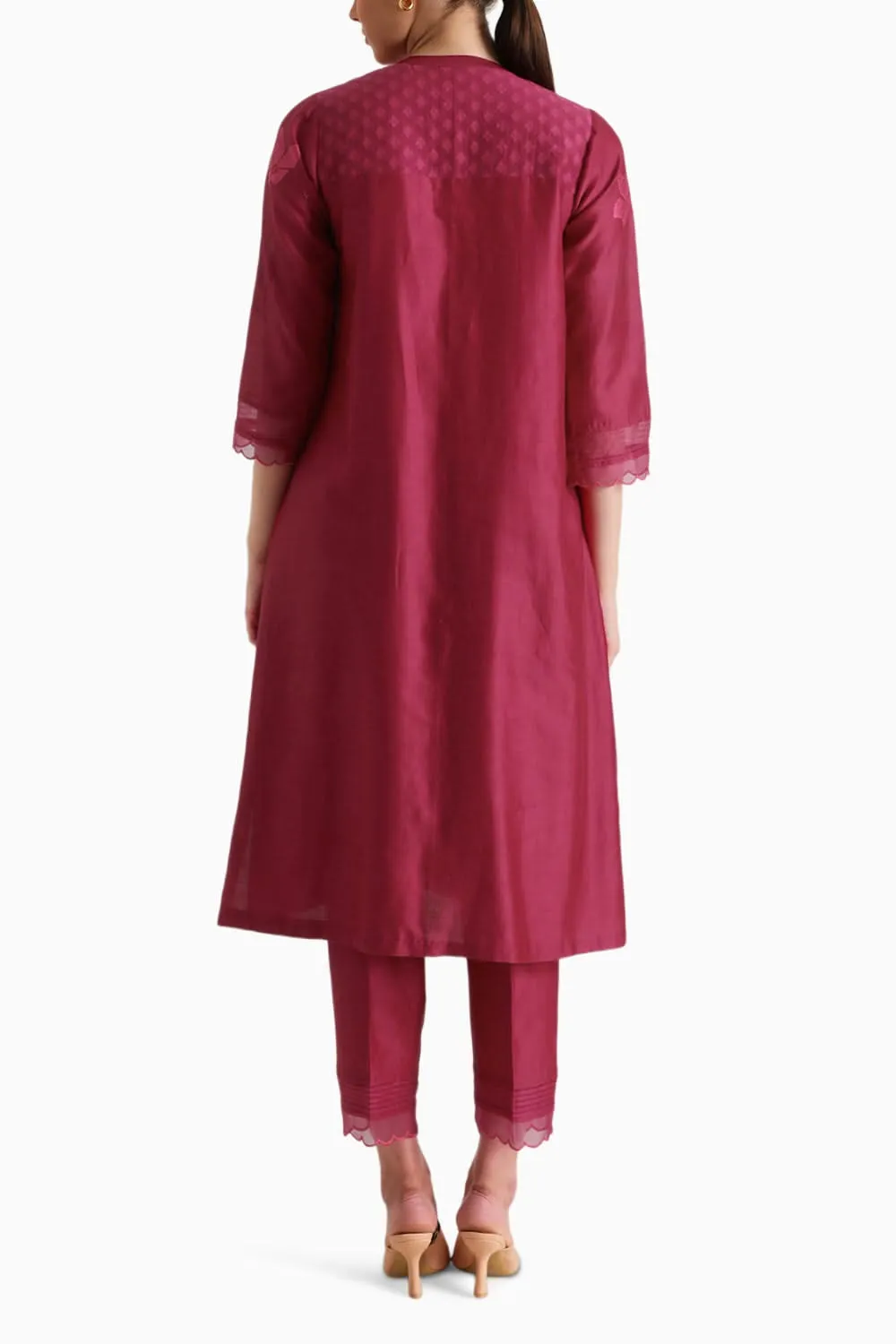Fuchsia Embroidered Tunic and Pant with Dupatta