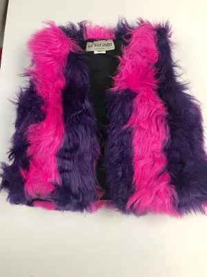 FUR TUNIC VEST PINK PURPLE