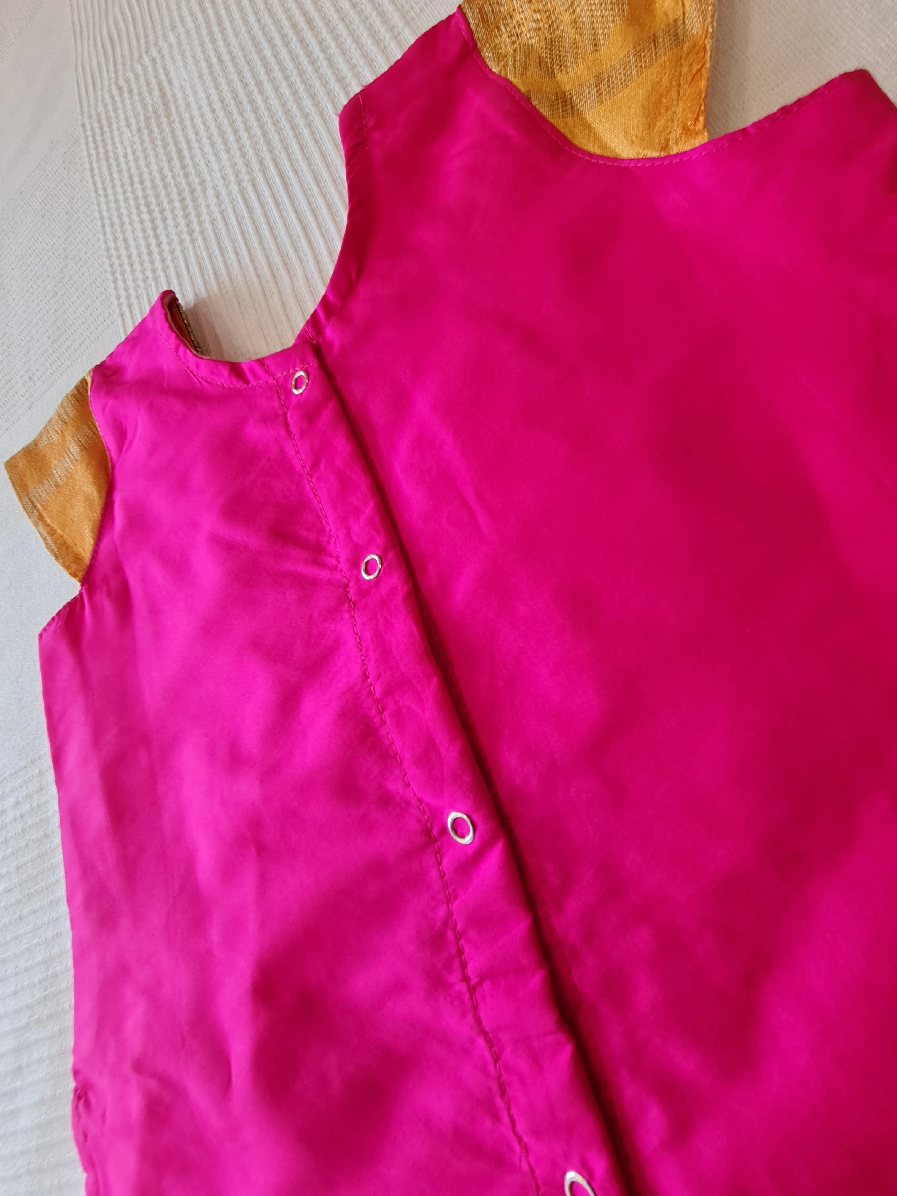 Girls Pink and Orange Pavadai Set