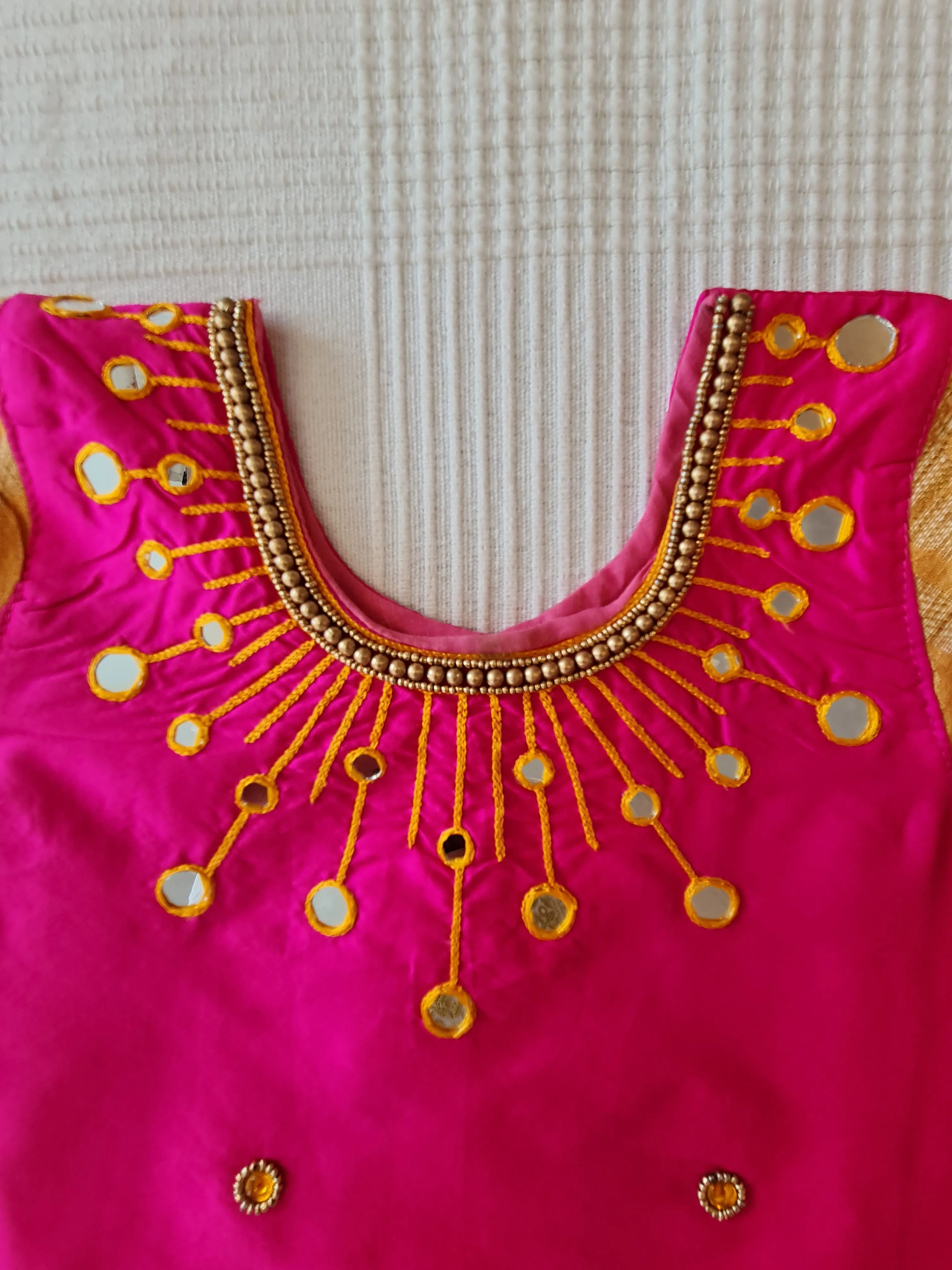 Girls Pink and Orange Pavadai Set