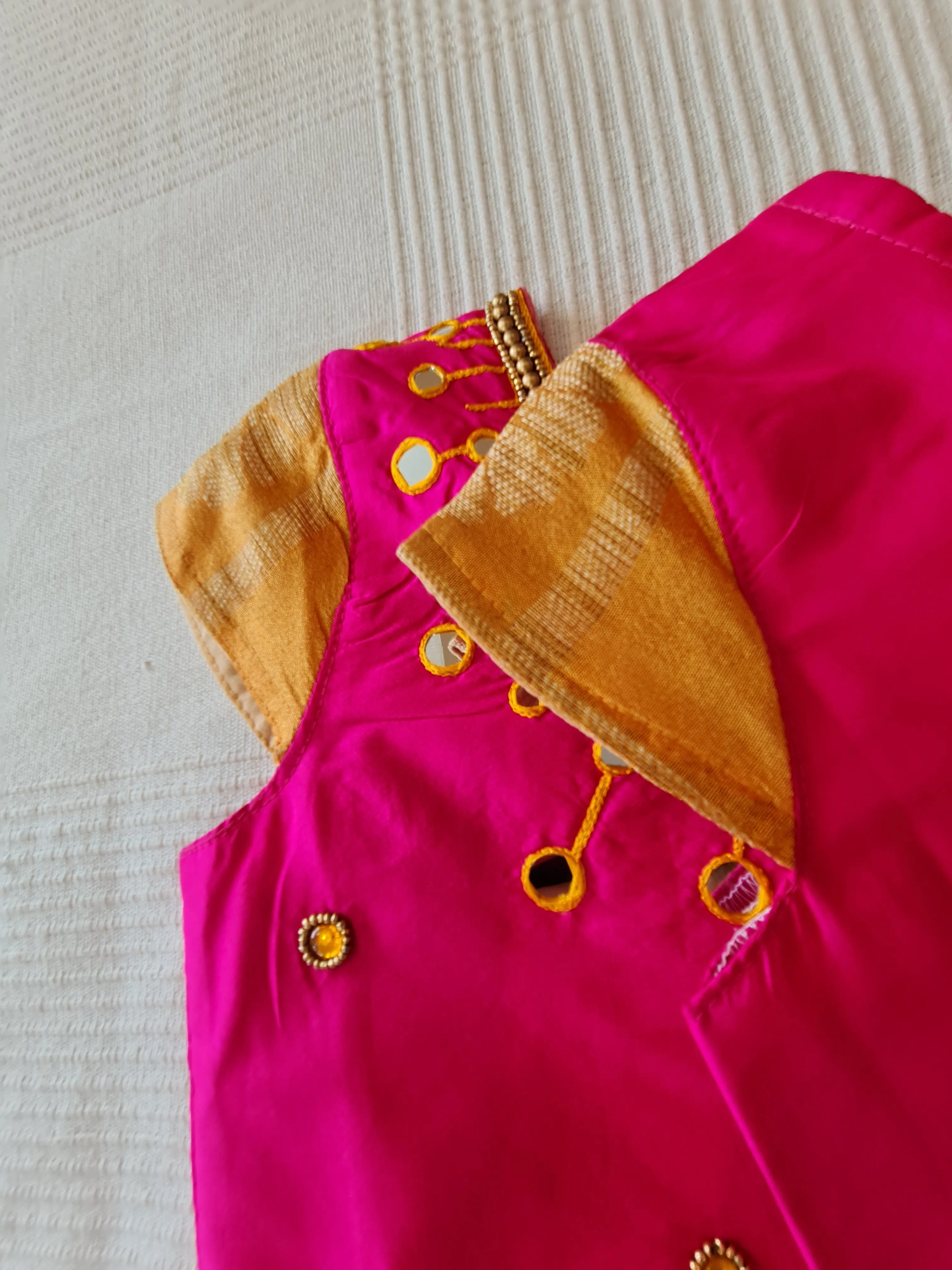 Girls Pink and Orange Pavadai Set