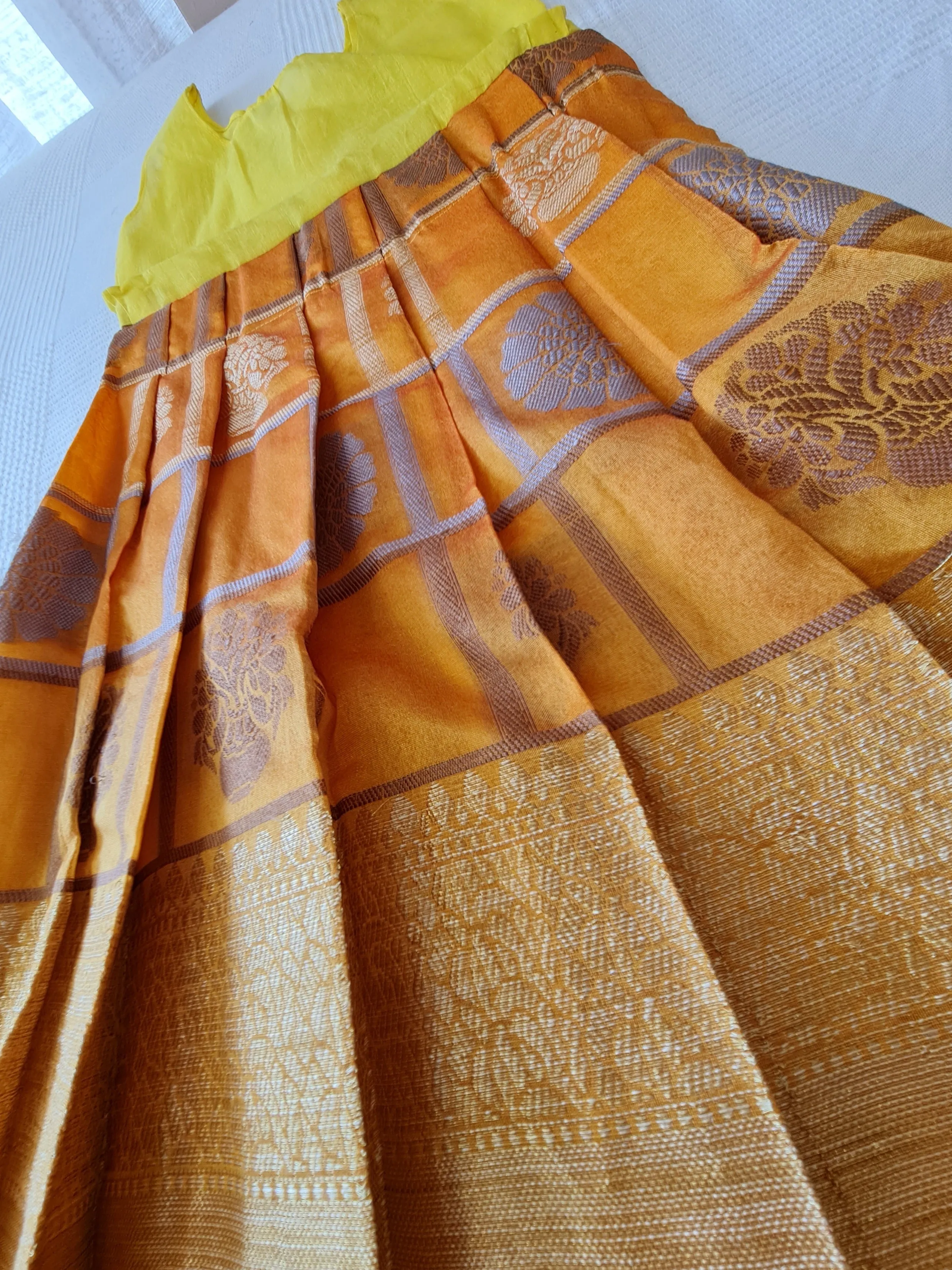 Girls Pink and Orange Pavadai Set