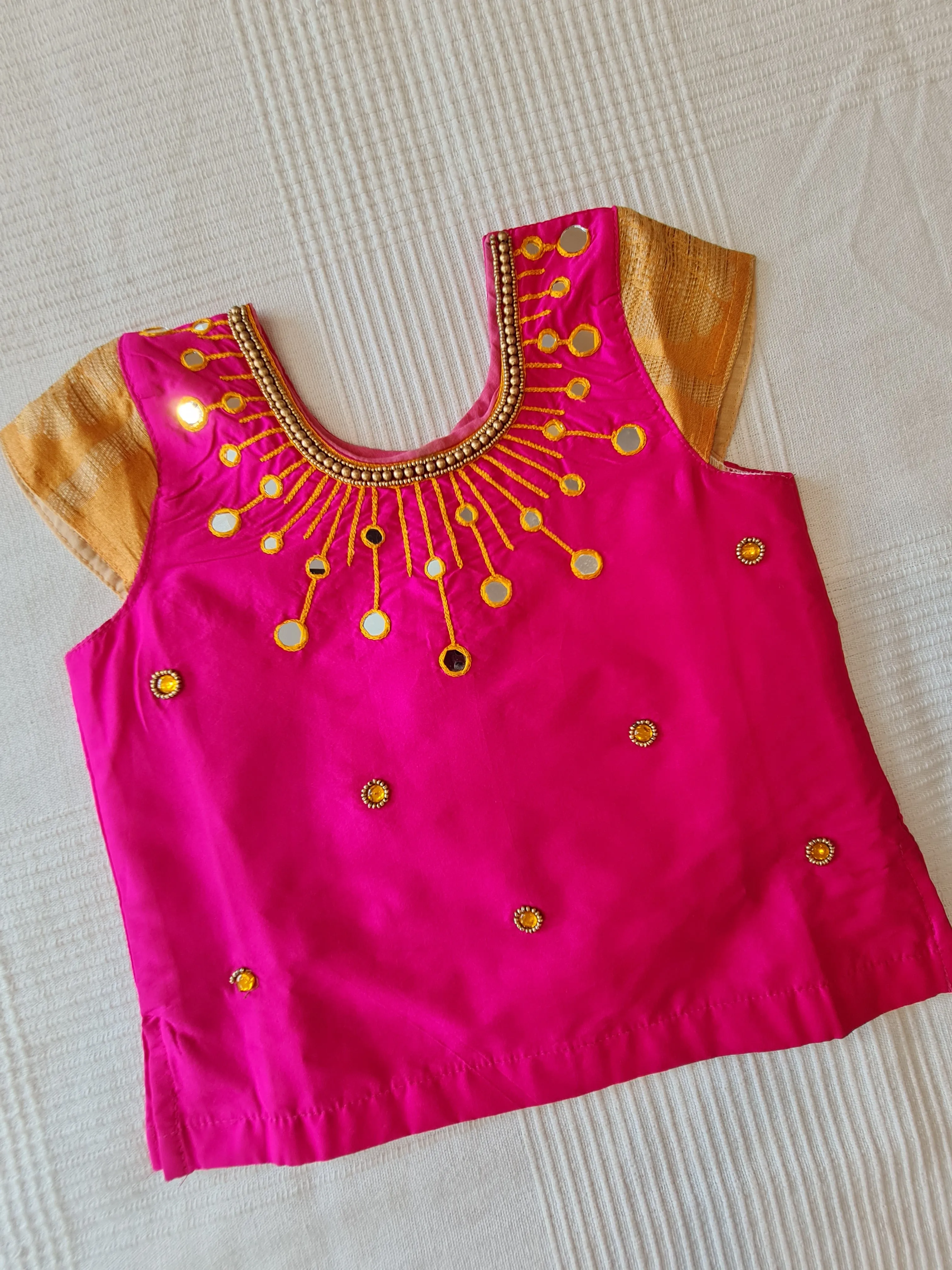 Girls Pink and Orange Pavadai Set