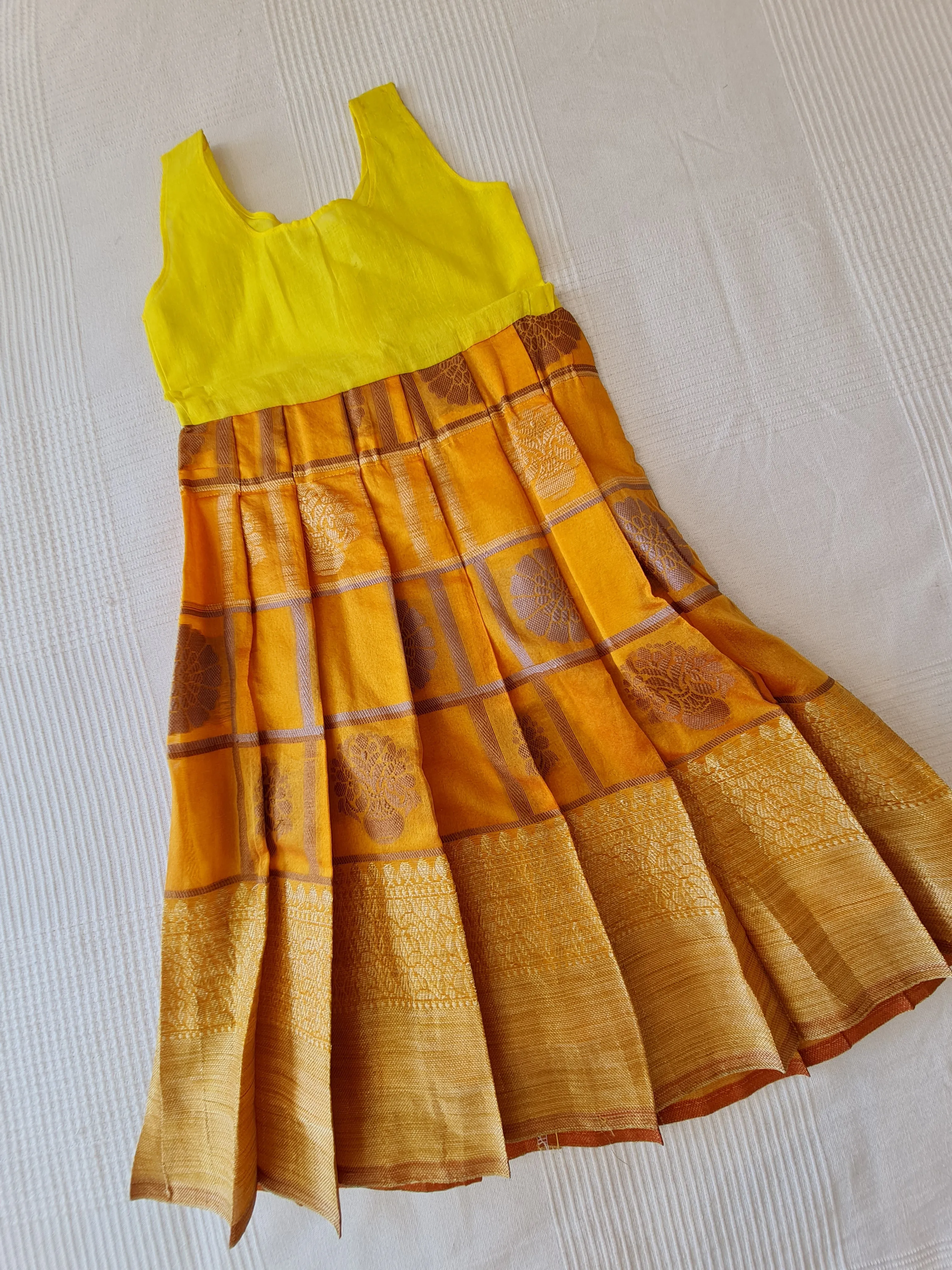 Girls Pink and Orange Pavadai Set