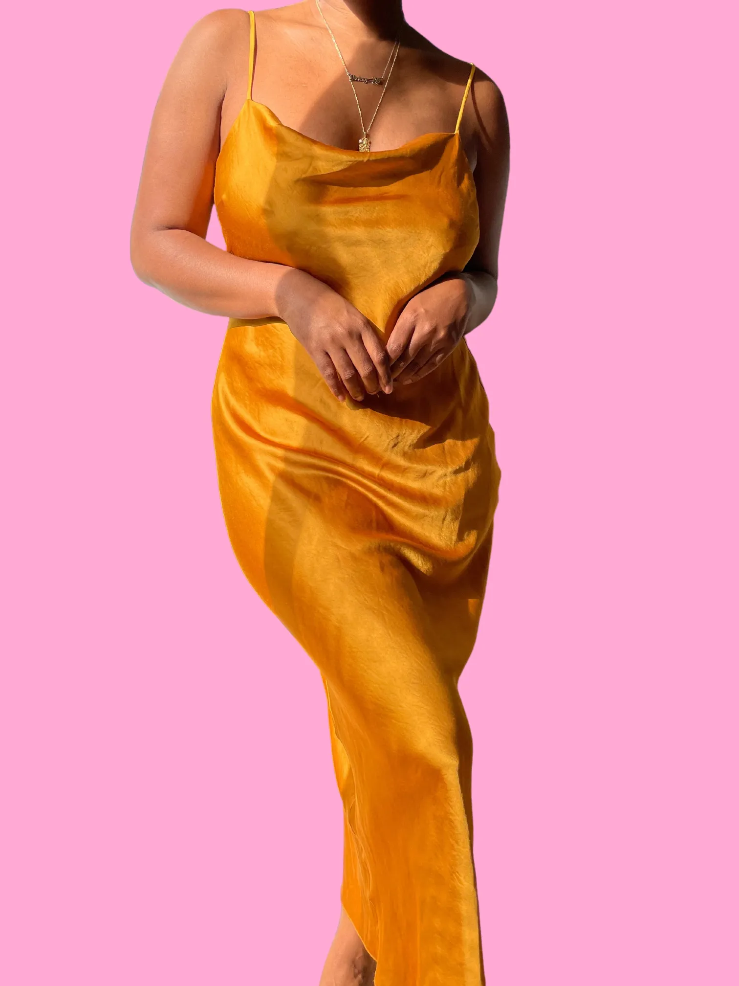 Gold Satin Slip Dress