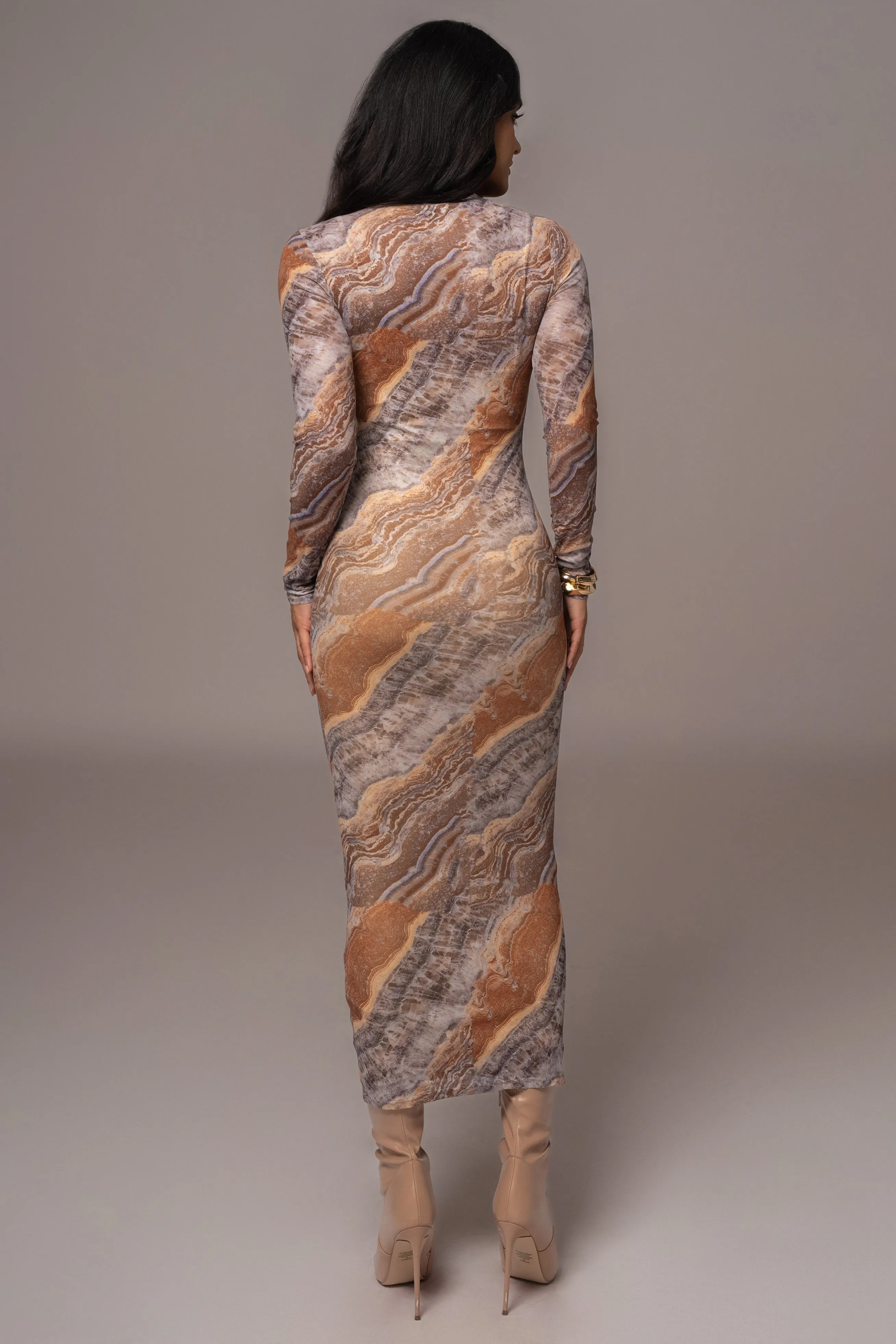 Grey Multi Solana Mesh Maxi Dress