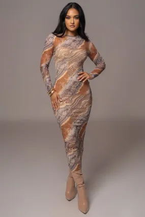 Grey Multi Solana Mesh Maxi Dress