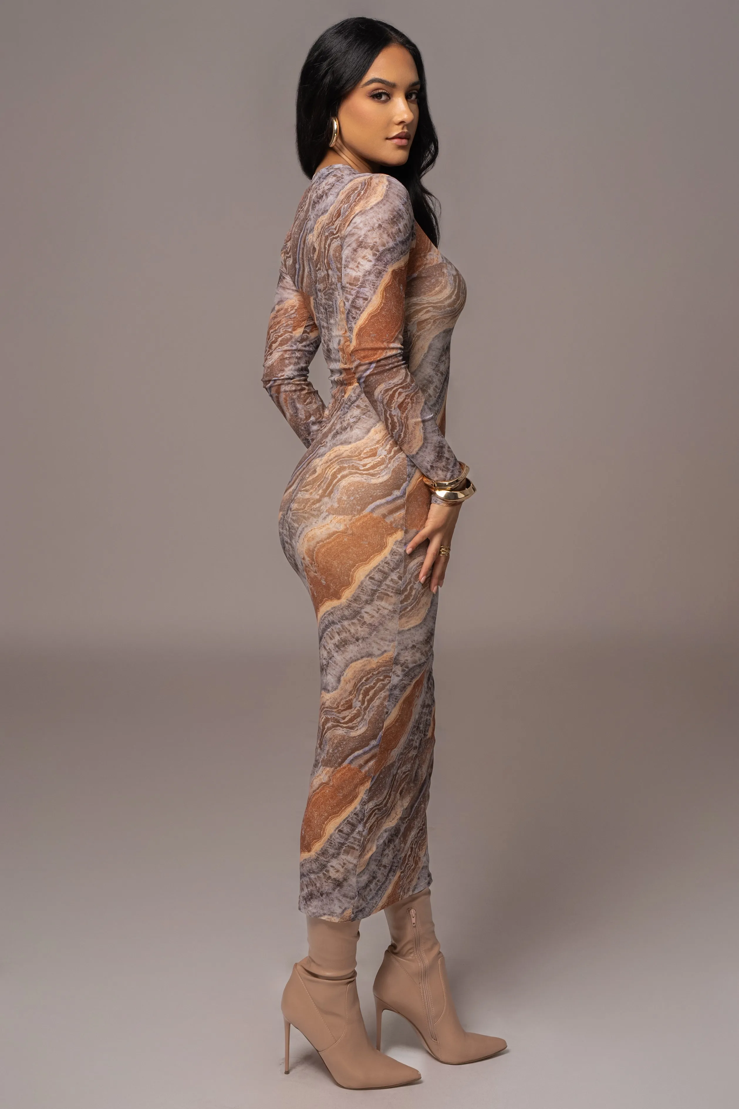 Grey Multi Solana Mesh Maxi Dress