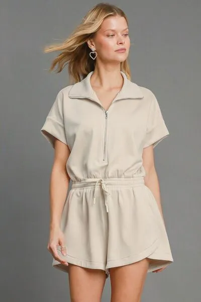 Half Sleeve Dolman Sleeved Romper