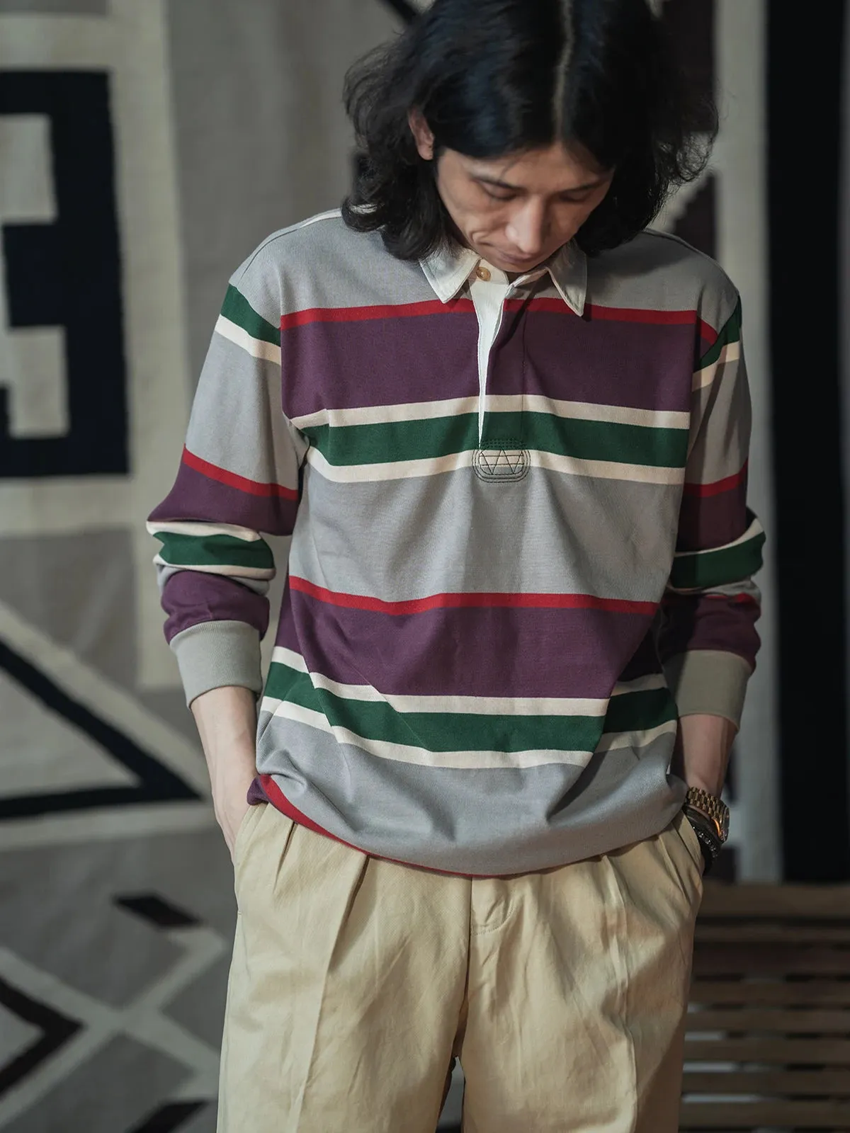 Heavyweight Rugby Jersey Men's Polo Shirt - Horizontal Stripe