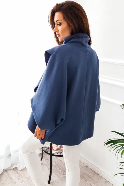 High Neck Turtleneck 3/4 Trumpet Sleeves Wrapped Pullover Sweater