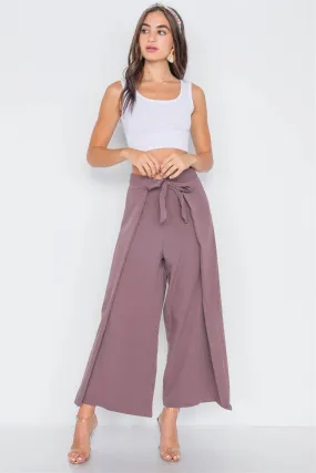 High-waist Front-tie Wide Leg Pants