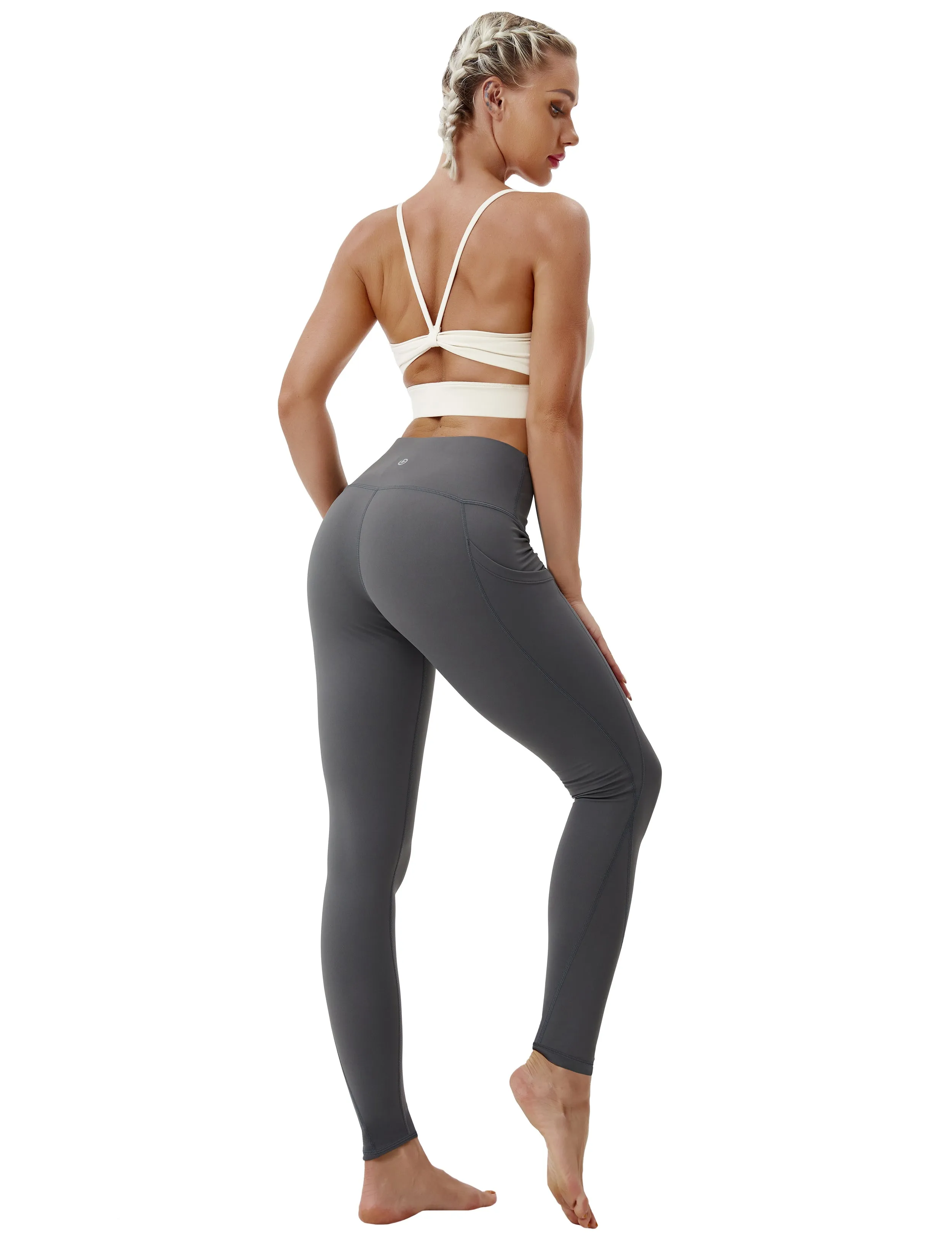 High Waist Side Pockets Jogging Pants shadowcharcoal_Jogging