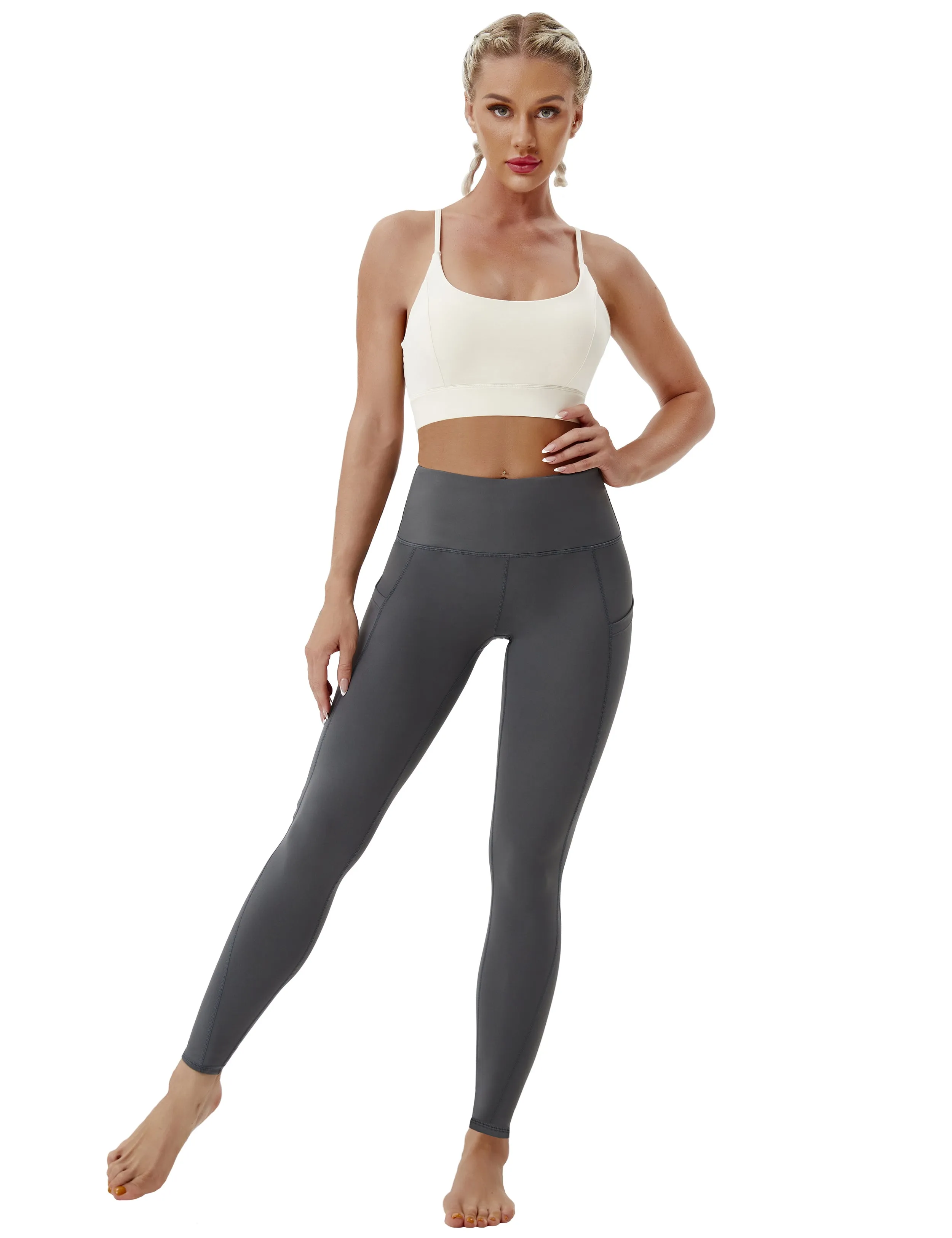 High Waist Side Pockets Jogging Pants shadowcharcoal_Jogging