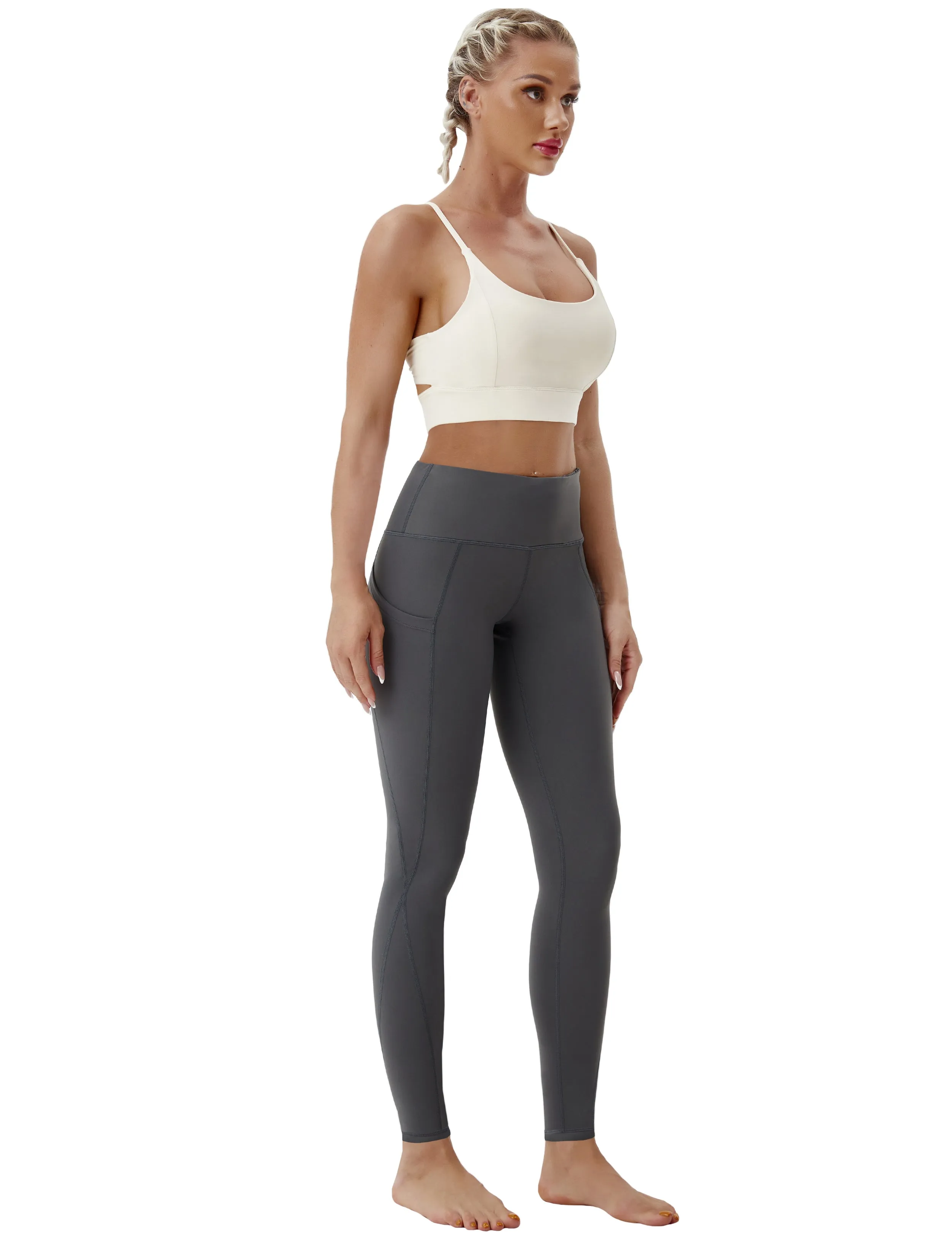 High Waist Side Pockets Jogging Pants shadowcharcoal_Jogging
