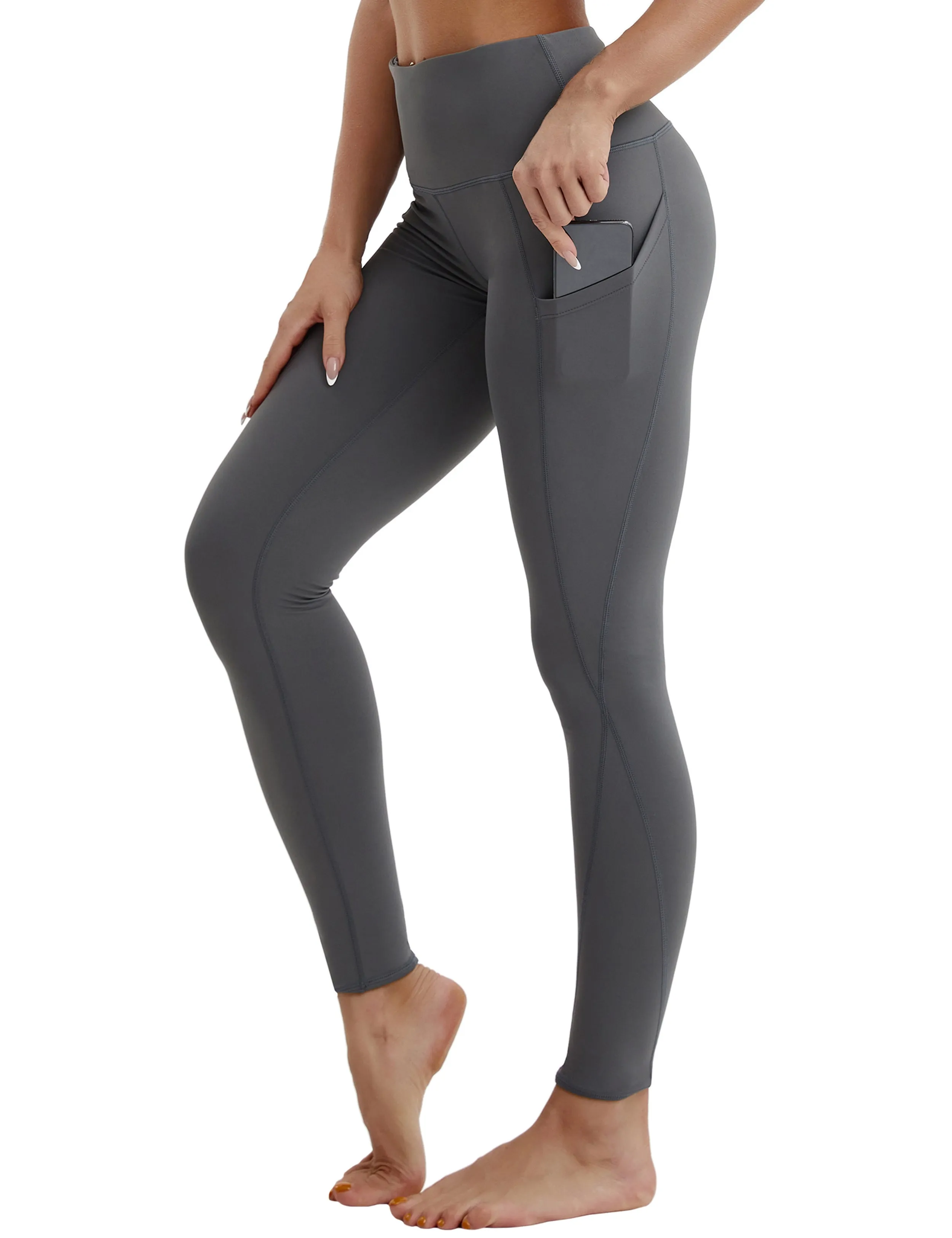 High Waist Side Pockets Jogging Pants shadowcharcoal_Jogging