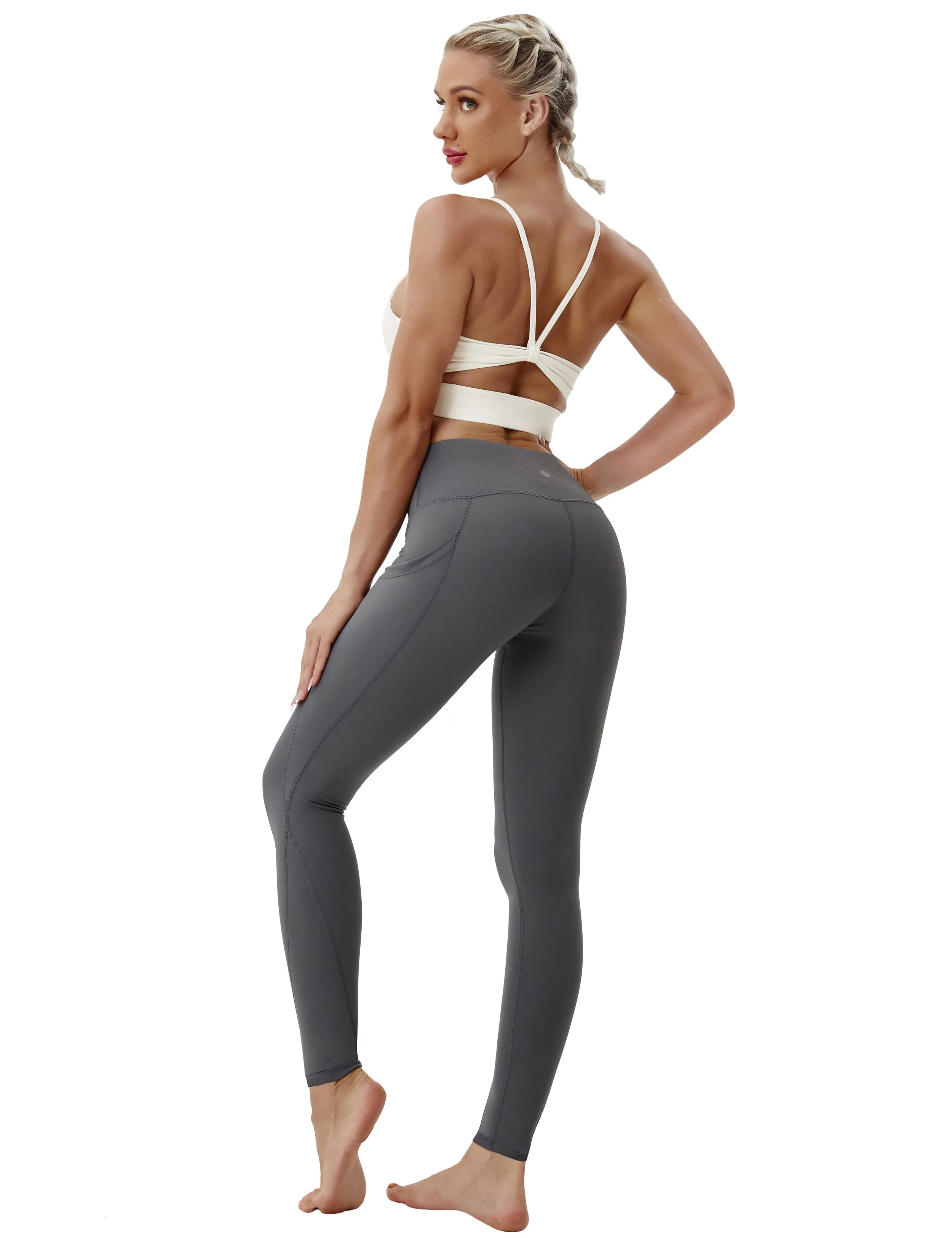 High Waist Side Pockets Jogging Pants shadowcharcoal_Jogging