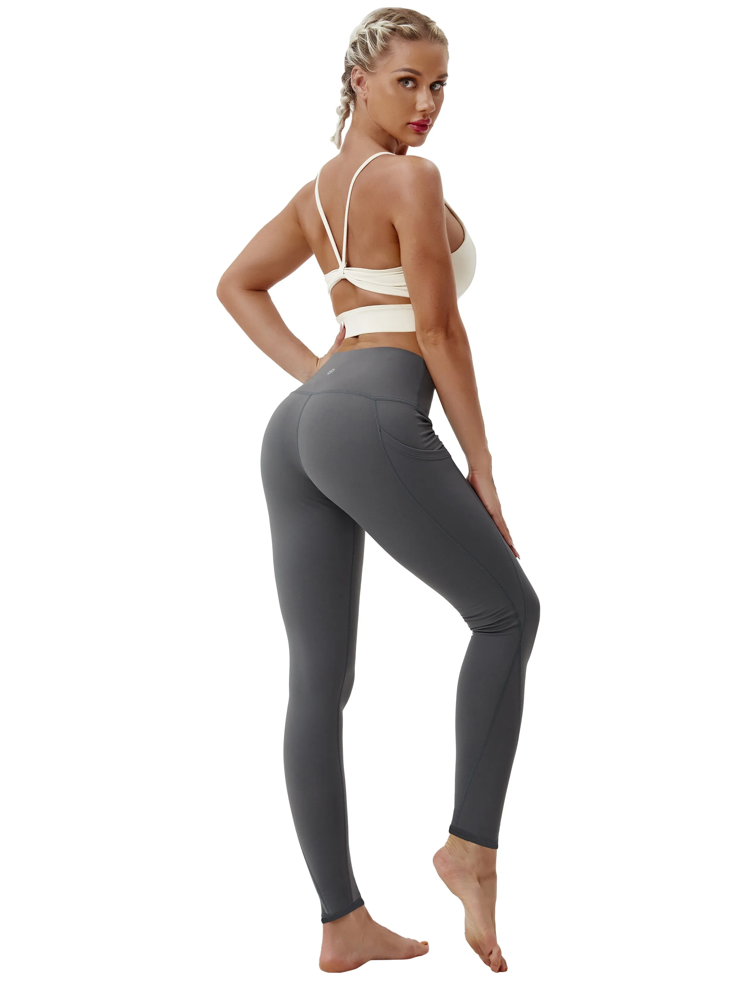 High Waist Side Pockets Jogging Pants shadowcharcoal_Jogging