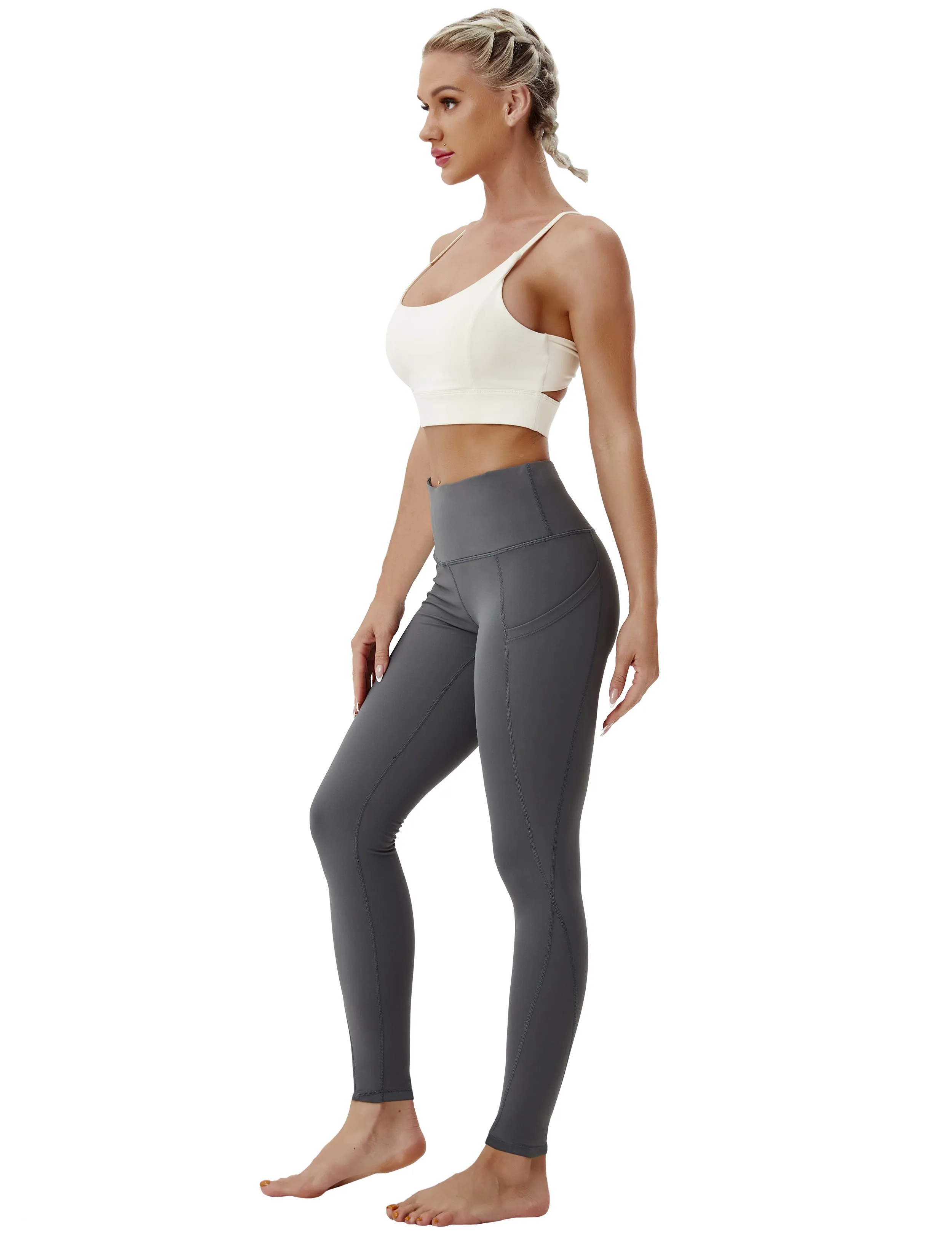 High Waist Side Pockets Jogging Pants shadowcharcoal_Jogging