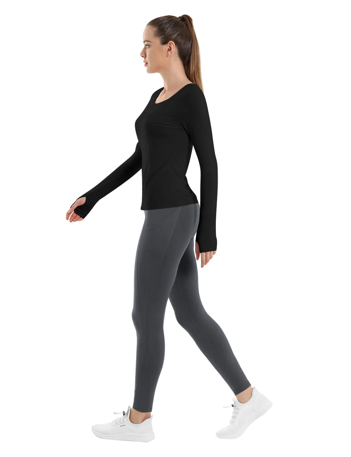 High Waist Side Pockets Yoga Pants irongrey_yoga