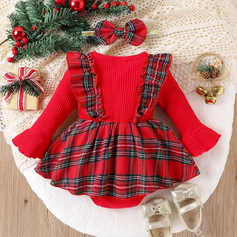 Ivy Tartan Pinafore Romper Set