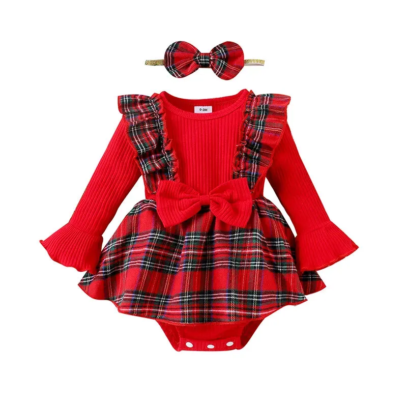 Ivy Tartan Pinafore Romper Set