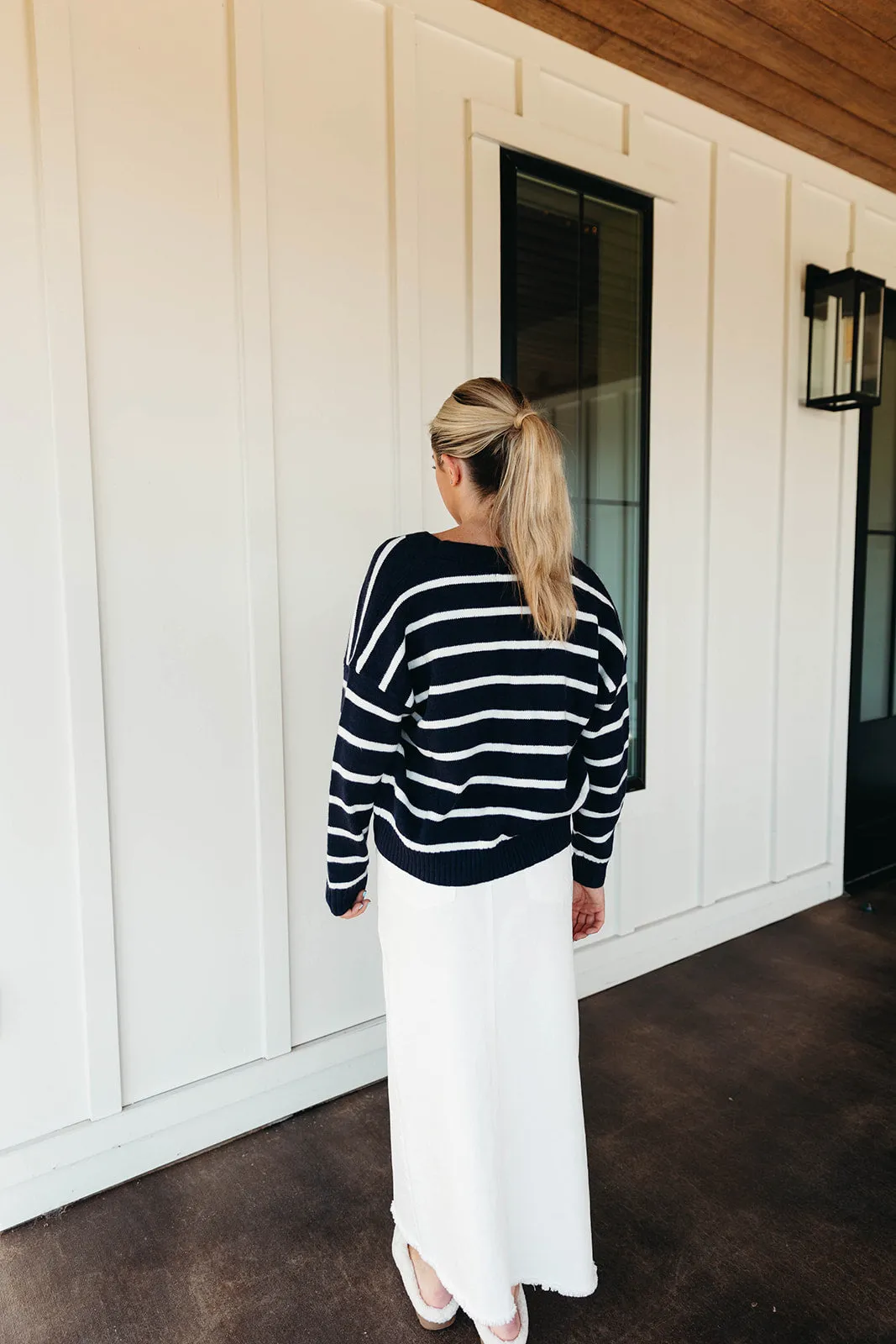 Kate Striped Cardigan - Dark Navy