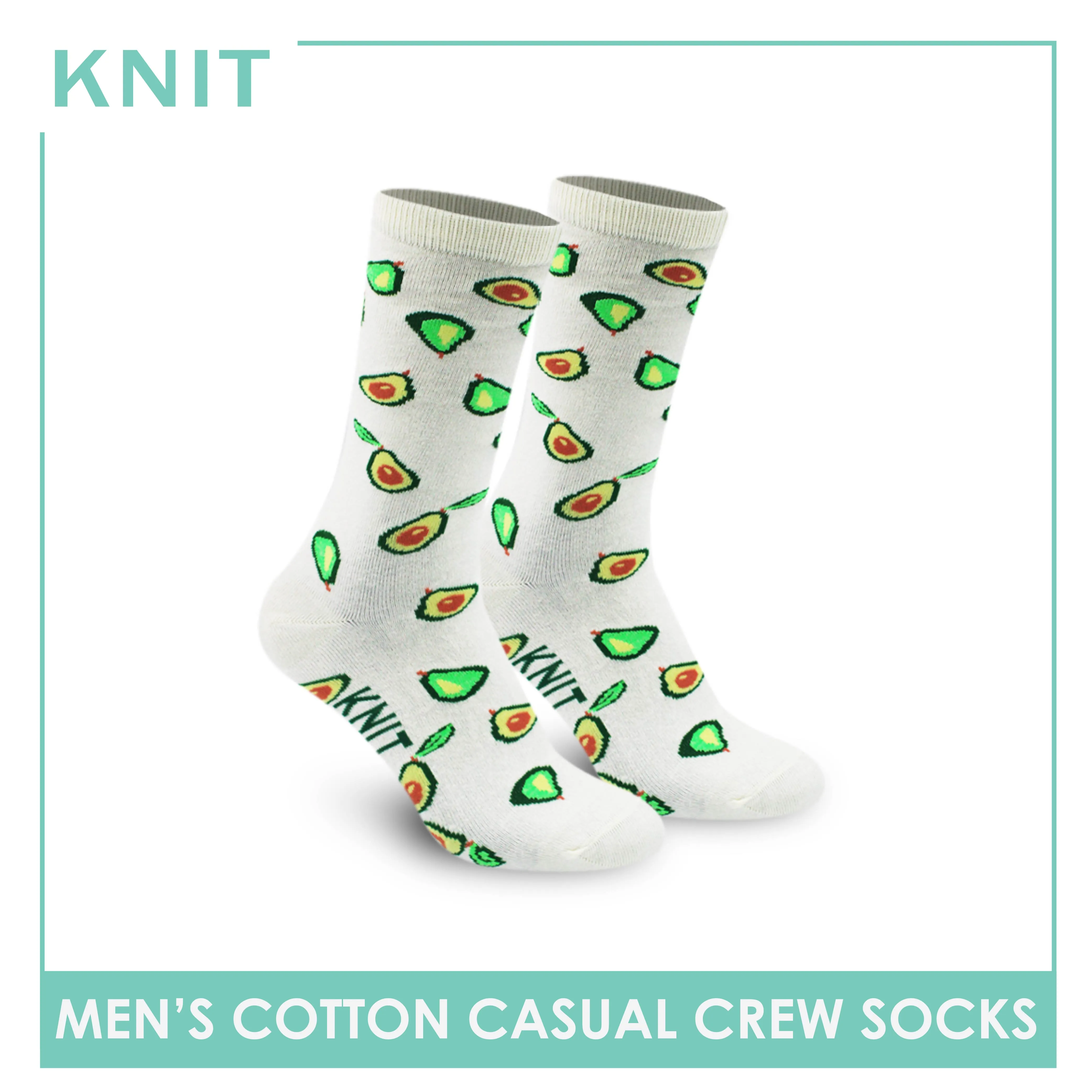 Knit Men's Avocado Cotton Light Performance Crew Socks 1 pair KMC3408