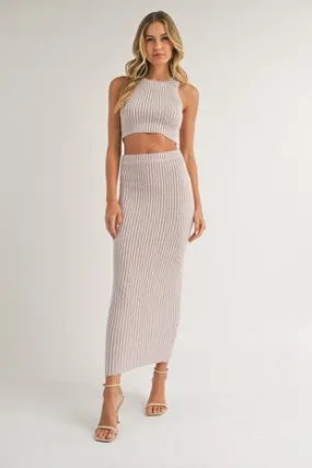 Knit tank and midi pencil skirt set