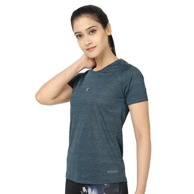 Kronos Raglan Grindle Striper | Women's | Intense Aqua | KIBI Sports
