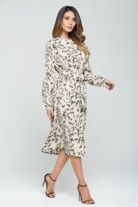 Light Beech and Black Forest Button-up Maxi Dress