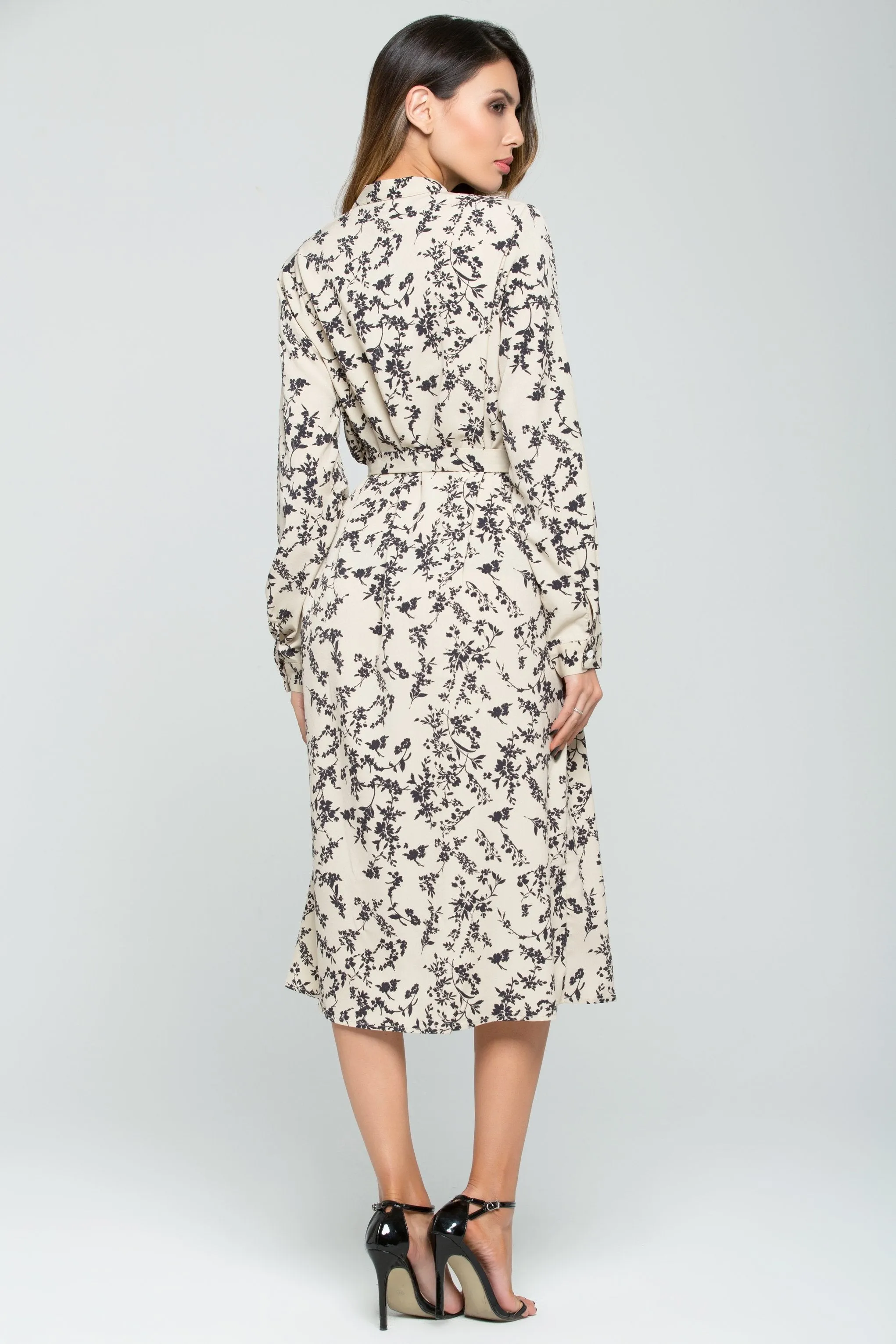 Light Beech and Black Forest Button-up Maxi Dress