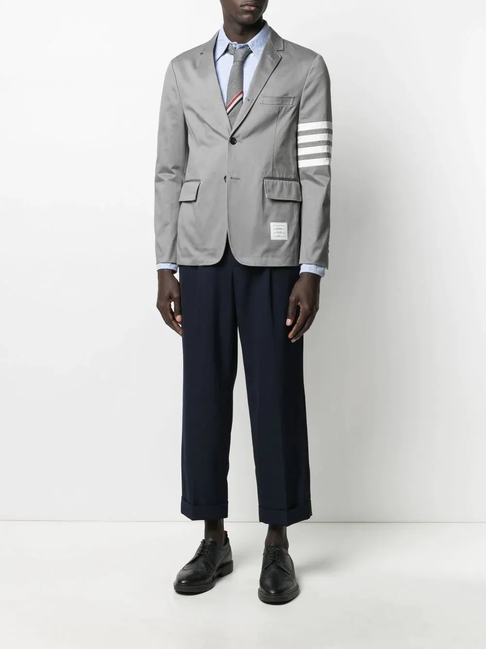 Light Blue Oxford Striped Grosgrain Armband Classic Shirt