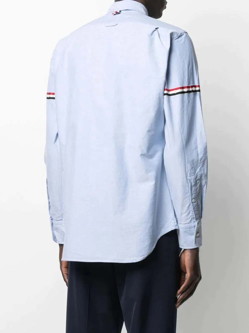 Light Blue Oxford Striped Grosgrain Armband Classic Shirt