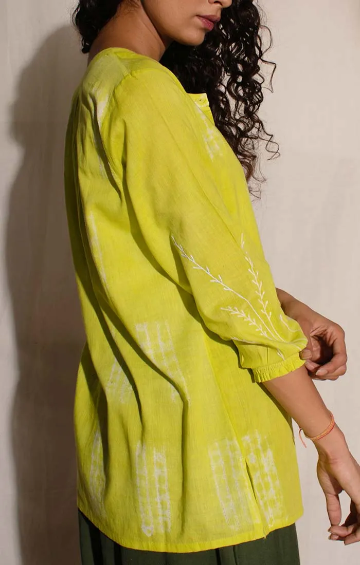 Lime Green Shibori Top